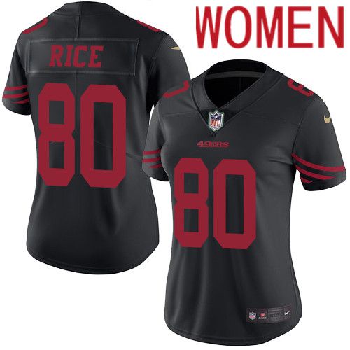 Cheap Women San Francisco 49ers 80 Jerry Rice Nike Black Vapor Limited Rush NFL Jersey